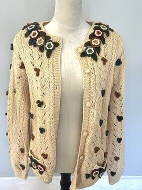 Vintage Eagles Eye Handmade Cotton Sweater Sample Fits Like L/xl. Cottage Core